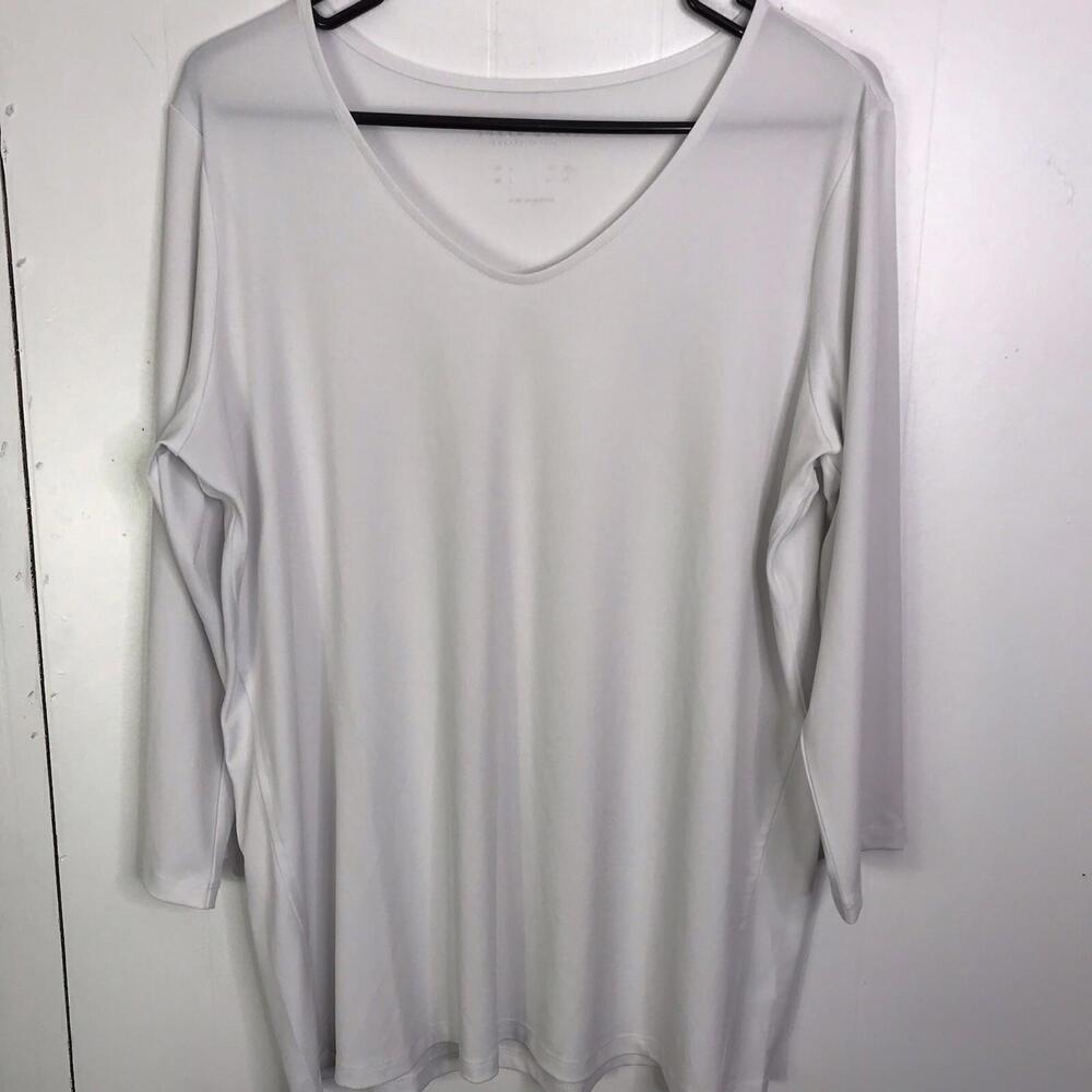 Susan Graver Top Womens Large Modern Essentials V Neck Semi Sheer Capsule